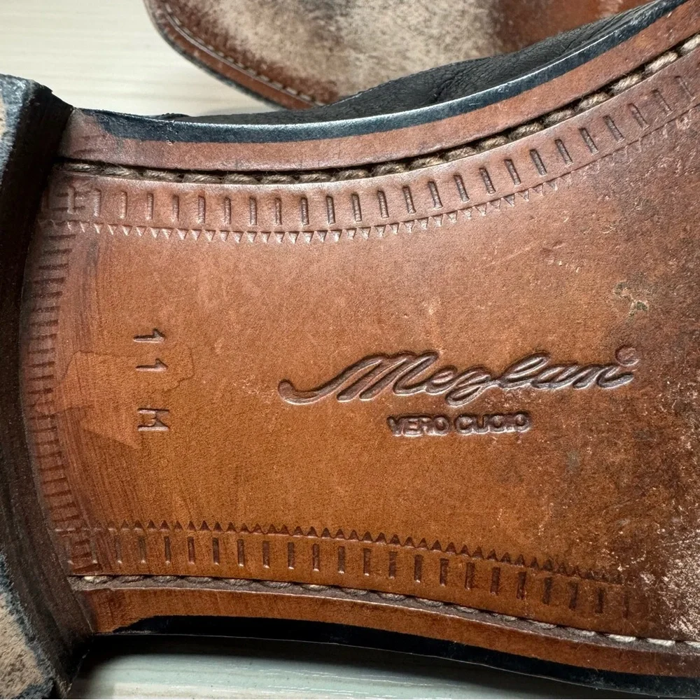 MEZLAN MARQUE CAP TOE BROGUEBLACK LEATHER OXFORD MEN'S SHOES 11 $400 - Picture 7 of 9